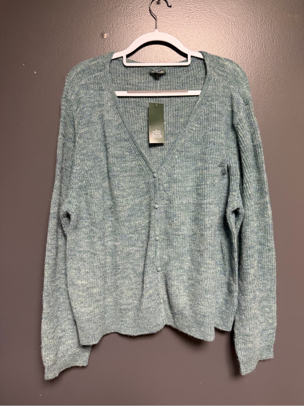 NWT Wild Fable Target Green Heathered Knit Button Front Cardigan Size 3X